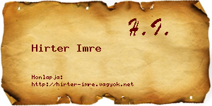 Hirter Imre névjegykártya
